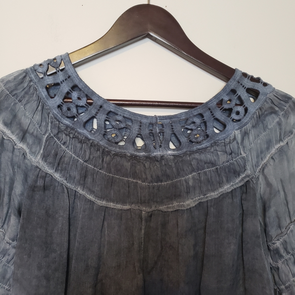 NWT 100% silk Bellambra blue cold oversized flowy dress size XS - Picture 3 of 10